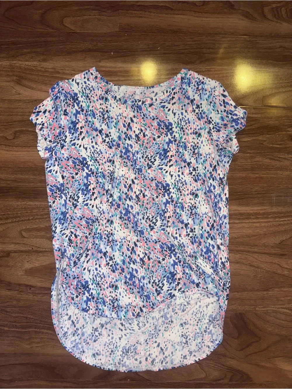 Old Navy Pink, Blue & White Speckled Short Sleeve Top